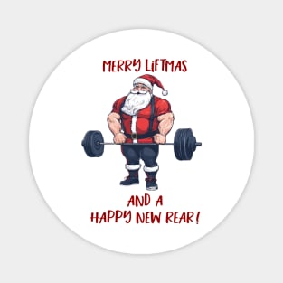 Funny Fitness Christmas Liftmas Barbell Santa Pun Magnet